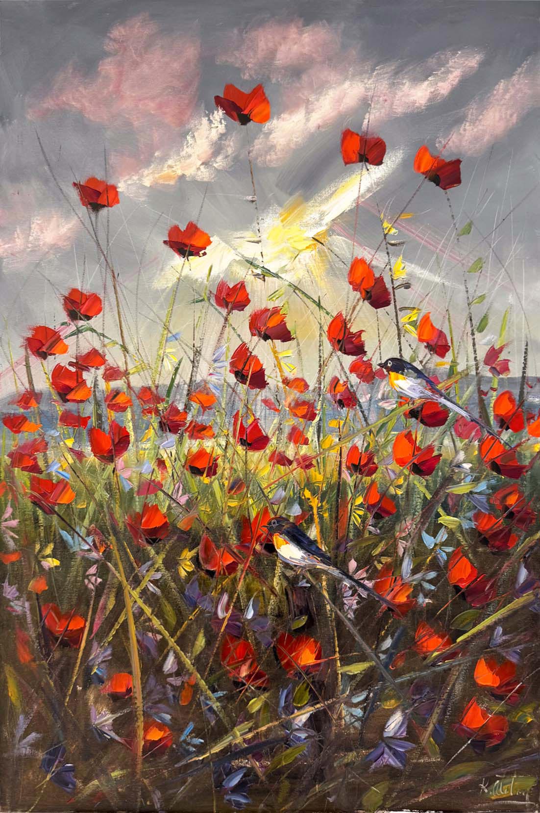 Gelinciklerle Düşler Yağlı Boya Tablosu