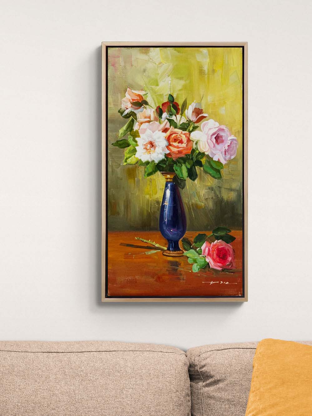 Vazoda Güllerin Şiiri Yağlı Boya Tablosu