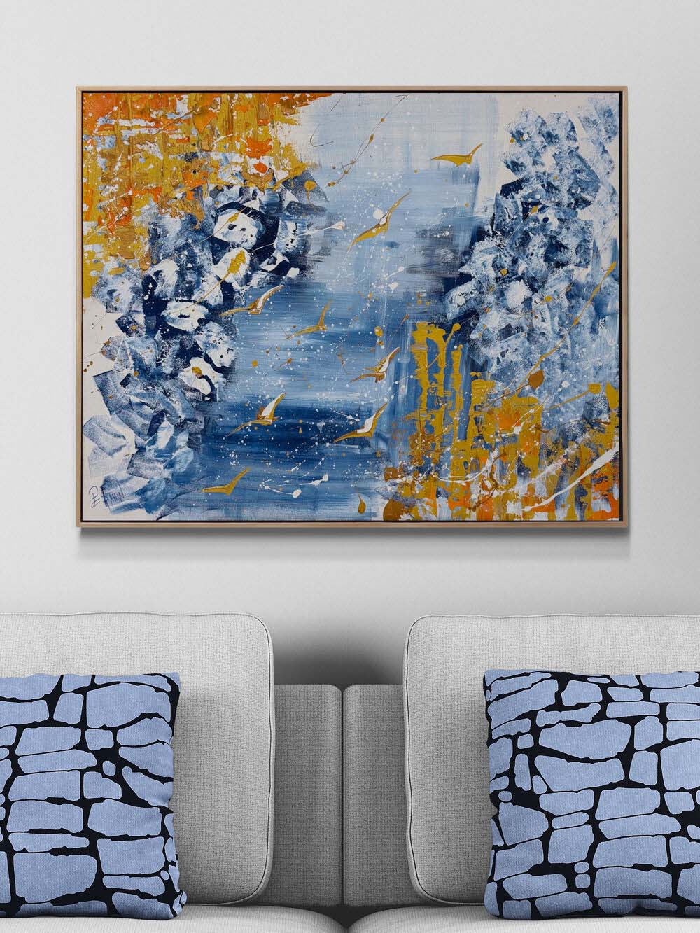 Mavi Sürgün Yağlı Boya Tablosu