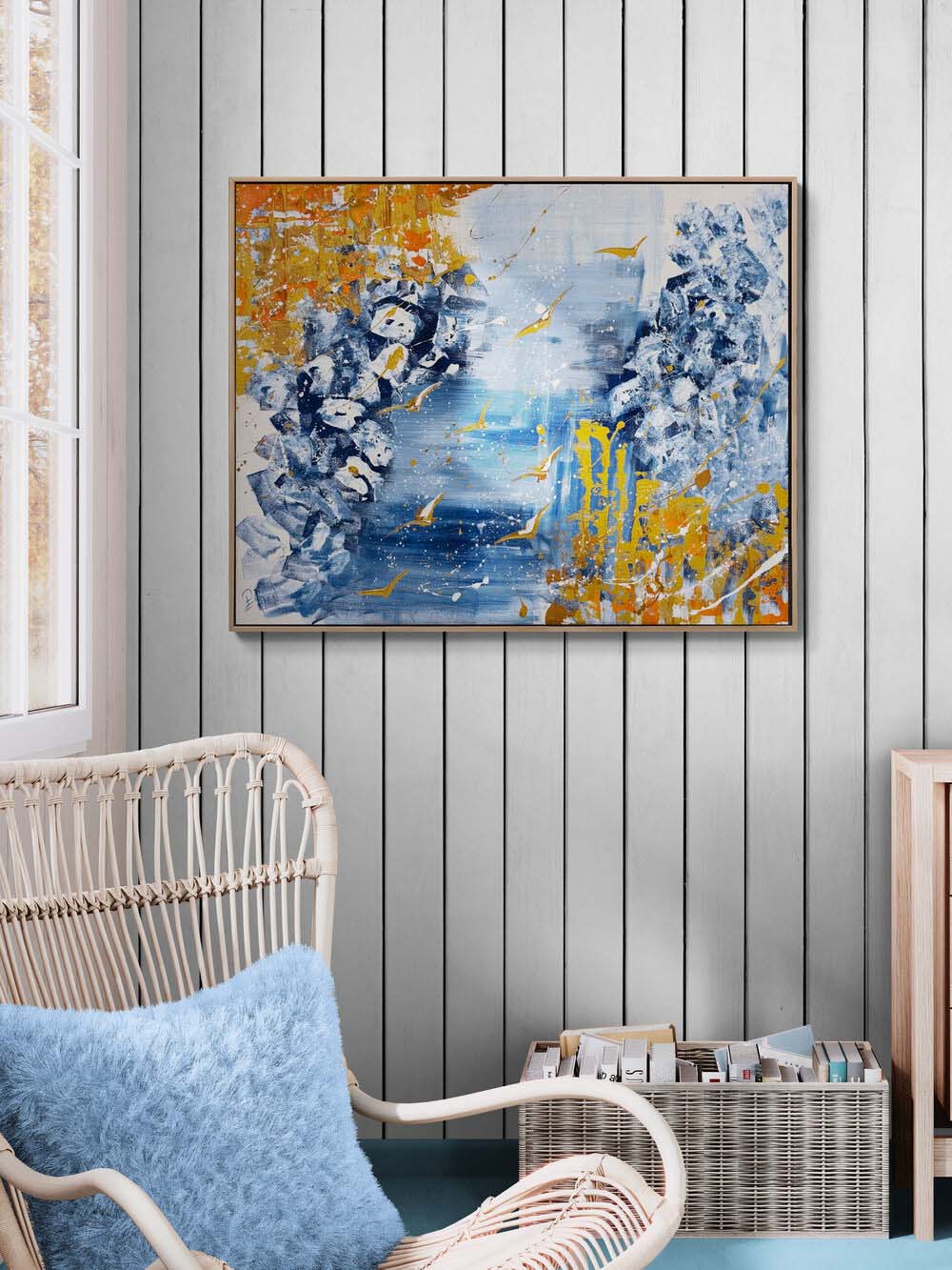 Mavi Sürgün Yağlı Boya Tablosu