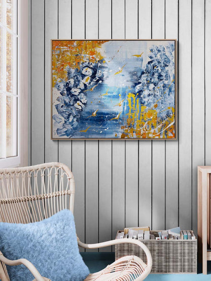 Mavi Sürgün Yağlı Boya Tablosu