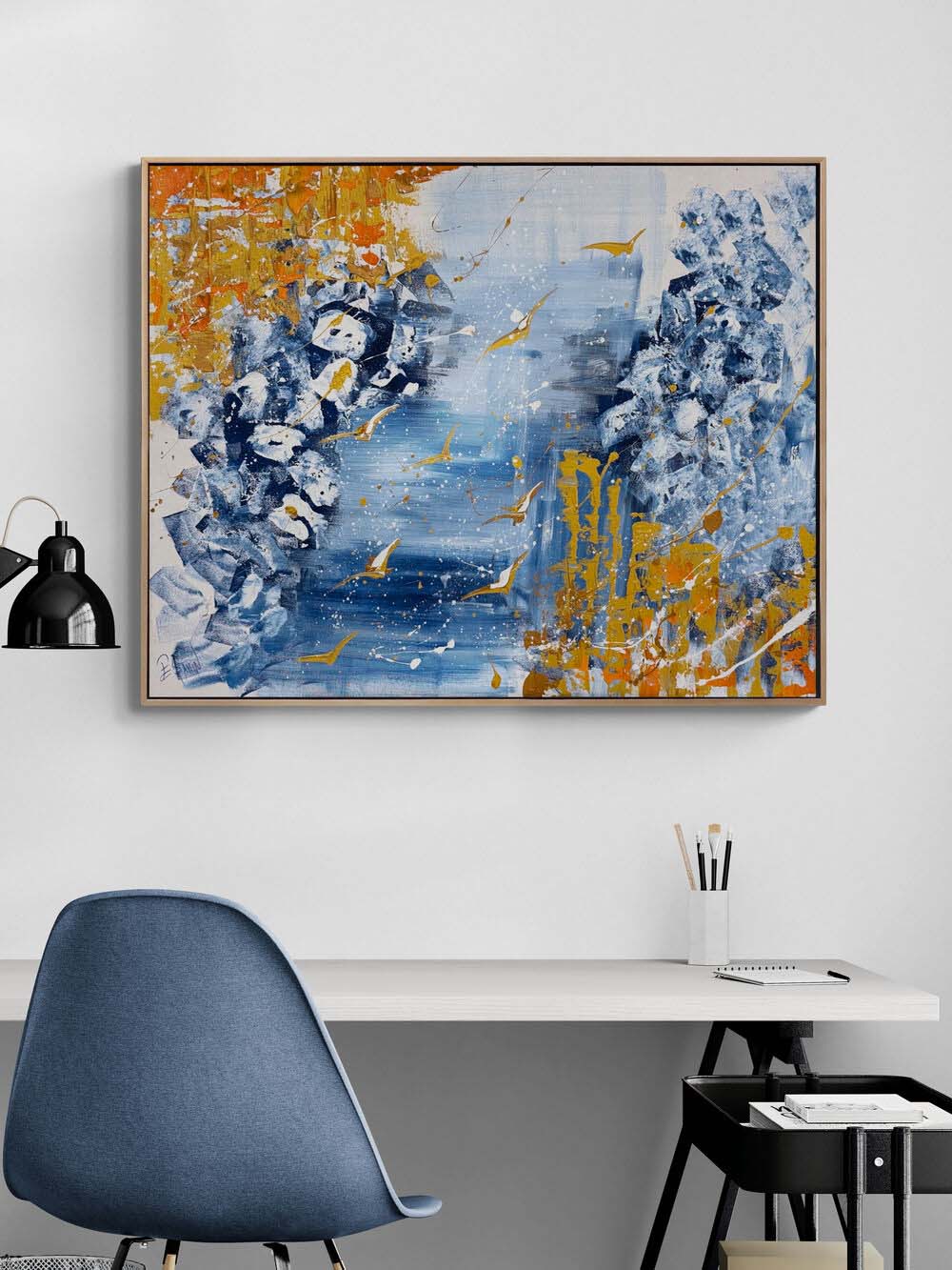 Mavi Sürgün Yağlı Boya Tablosu