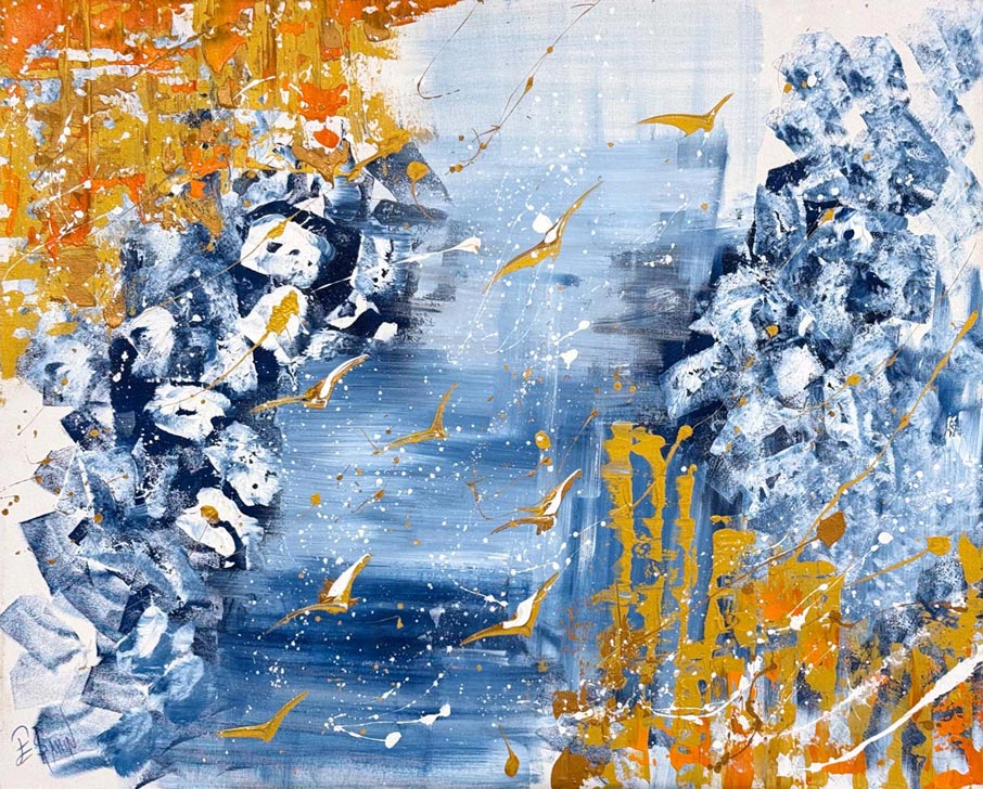 Mavi Sürgün Yağlı Boya Tablosu