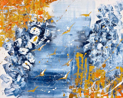 Mavi Sürgün Yağlı Boya Tablosu