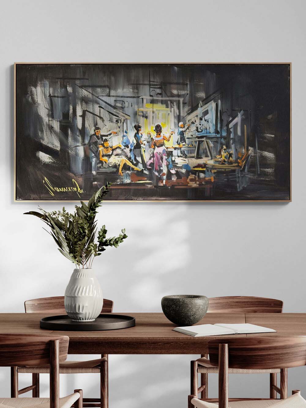 Atölyede Gece Yarısı Yağlı Boya Tablosu