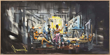 Atölyede Gece Yarısı Yağlı Boya Tablosu