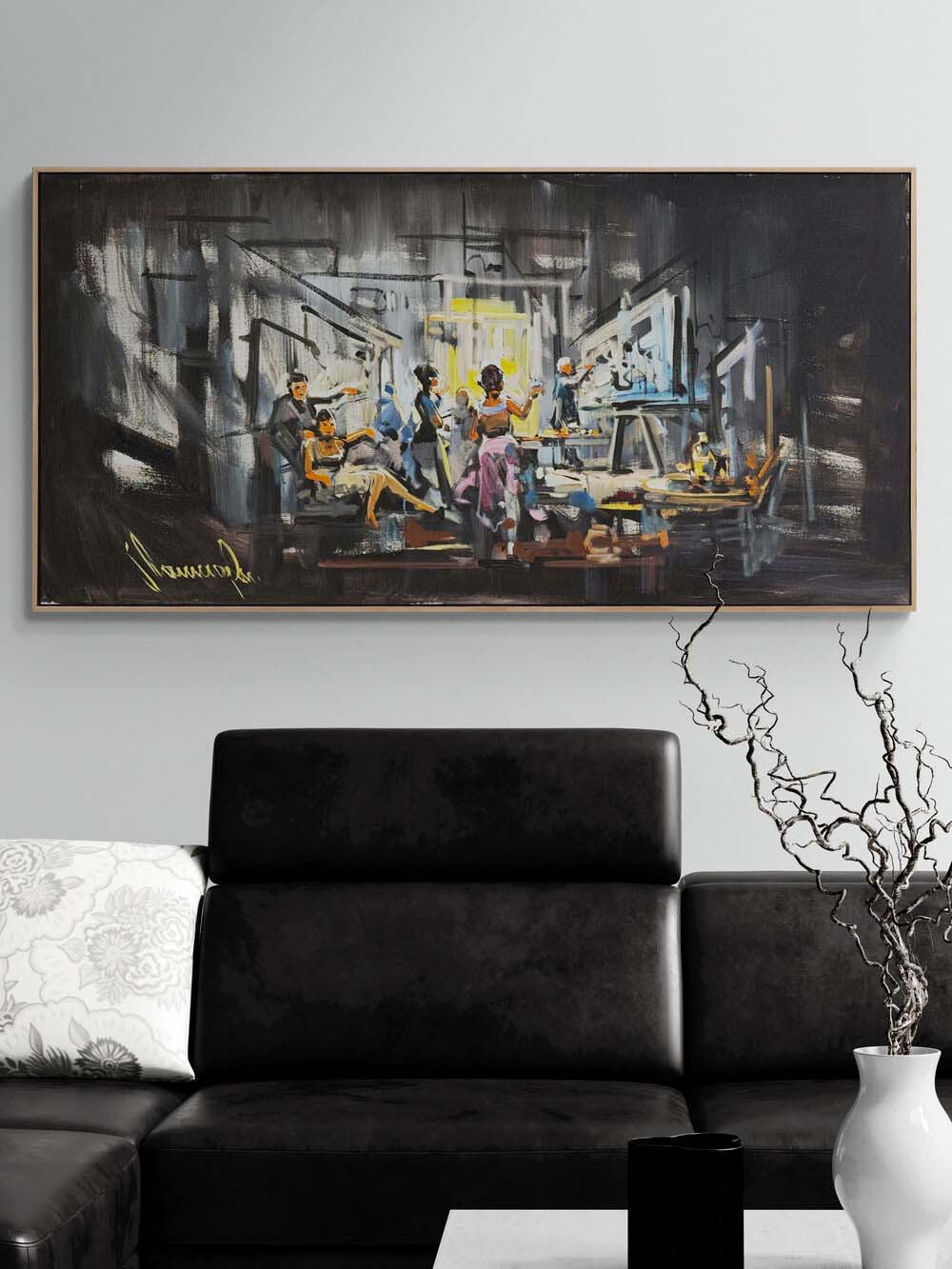 Atölyede Gece Yarısı Yağlı Boya Tablosu