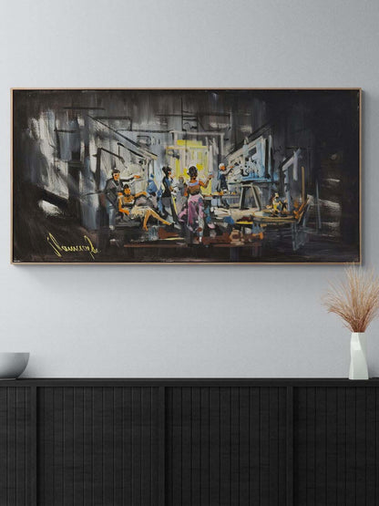 Atölyede Gece Yarısı Yağlı Boya Tablosu