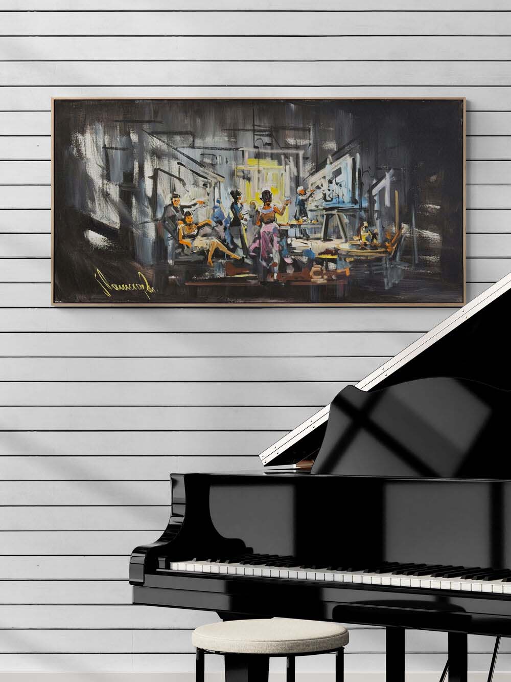 Atölyede Gece Yarısı Yağlı Boya Tablosu