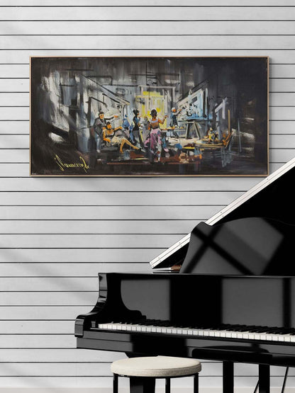 Atölyede Gece Yarısı Yağlı Boya Tablosu