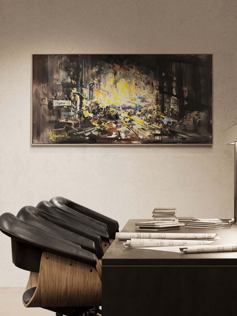 Karanlıktaki Patlama Yağlı Boya Tablosu