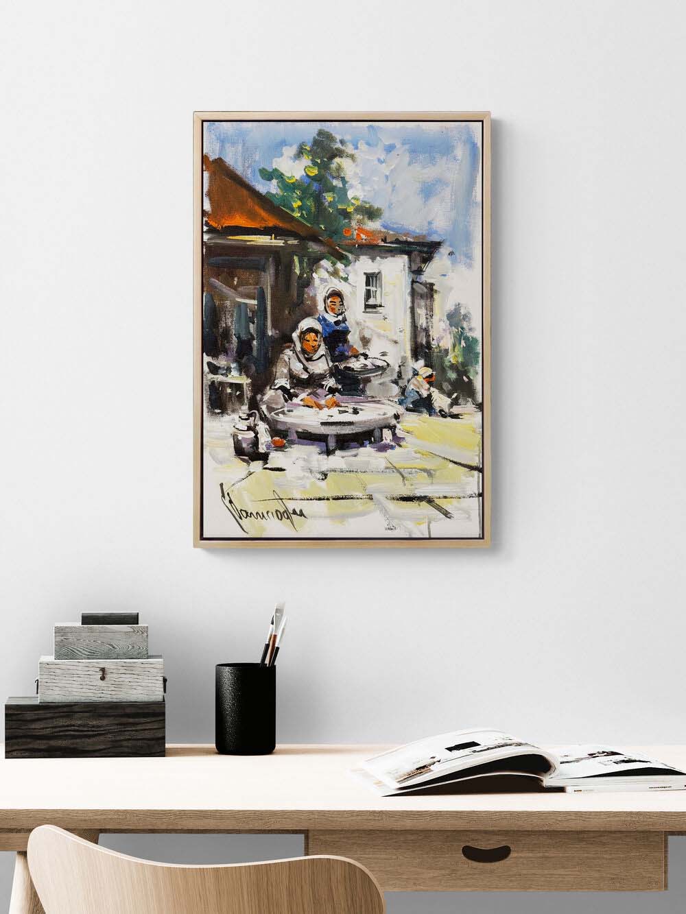 Ocağın Başında Yağlı Boya Tablosu Simurg Sanatevi