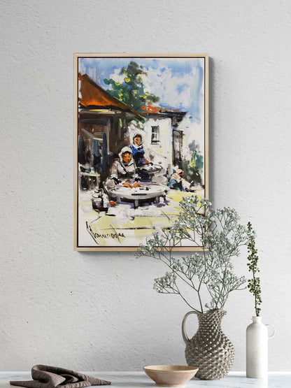 Ocağın Başında Yağlı Boya Tablosu Simurg Sanatevi