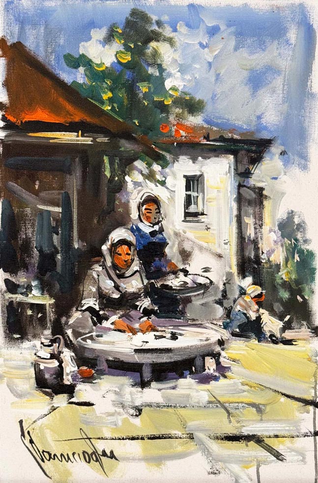 Ocağın Başında Yağlı Boya Tablosu Simurg Sanatevi