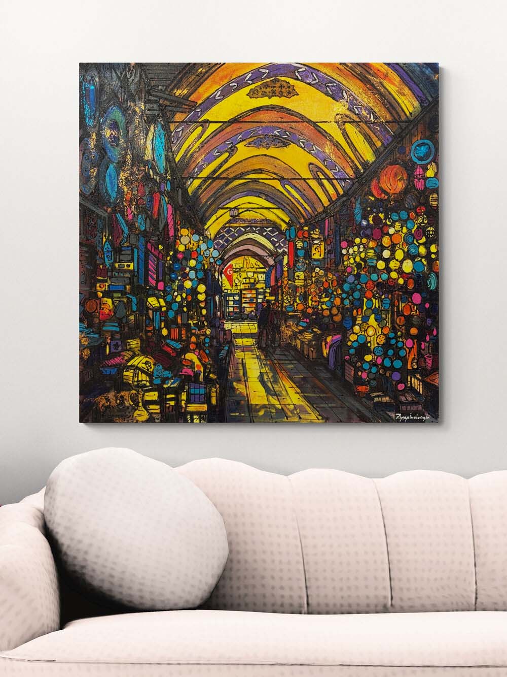 Kapalı Çarşı Işılıtısı Yağlı Boya Tablosu