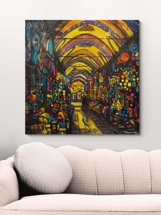 Kapalı Çarşı Işılıtısı Yağlı Boya Tablosu