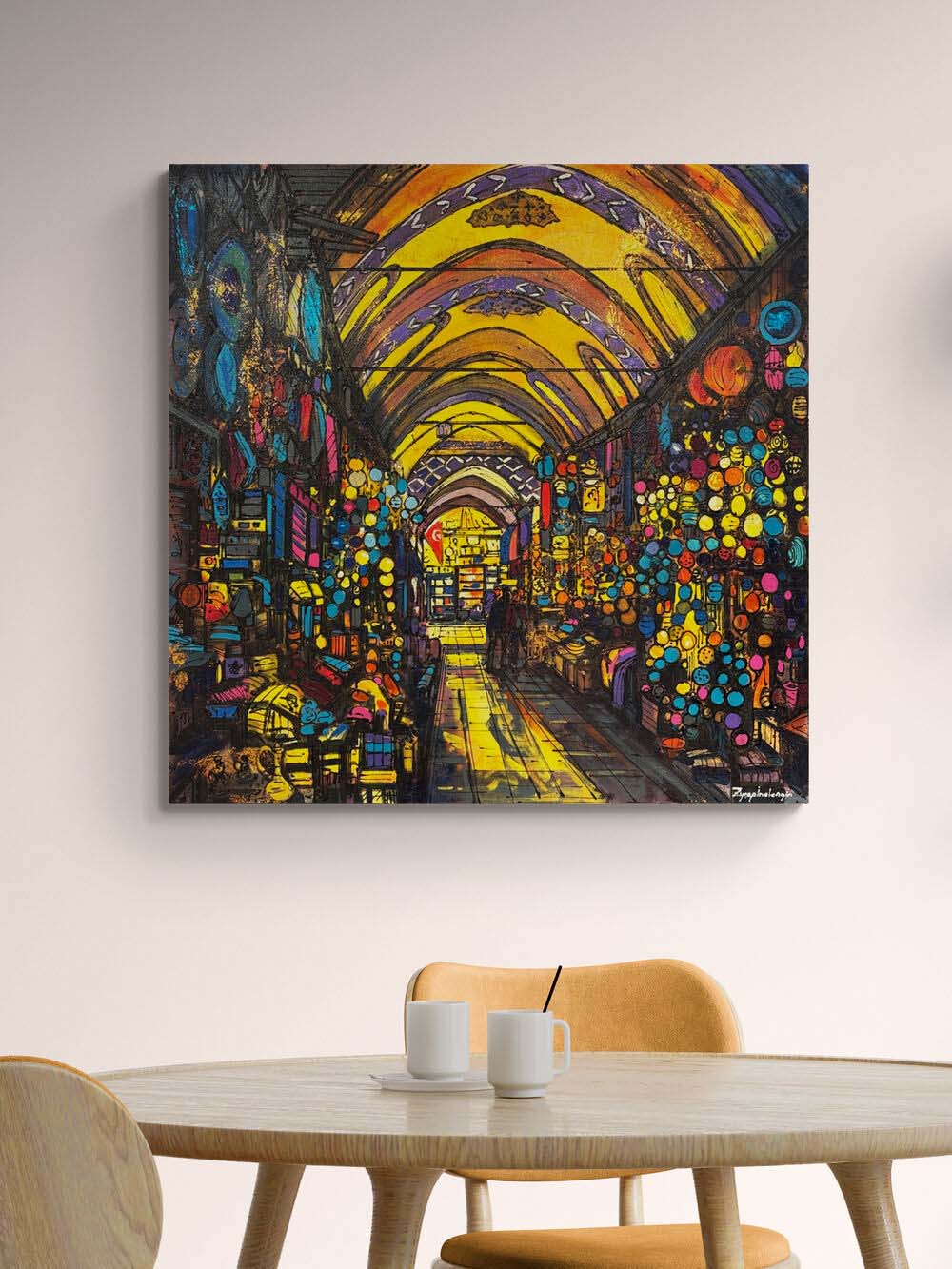 Kapalı Çarşı Işılıtısı Yağlı Boya Tablosu