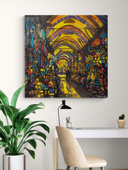 Kapalı Çarşı Işılıtısı Yağlı Boya Tablosu