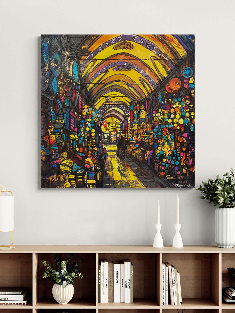 Kapalı Çarşı Işılıtısı Yağlı Boya Tablosu