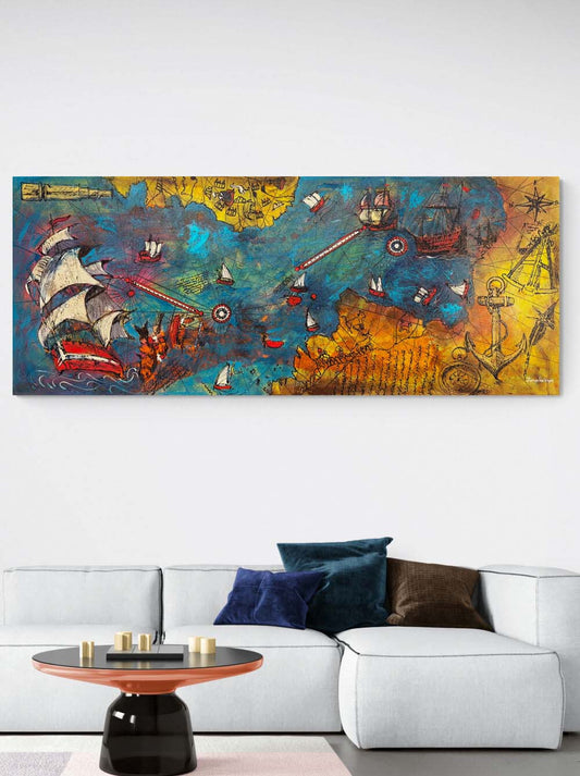 Piri Reis Haritası Yağlı Boya Tablosu