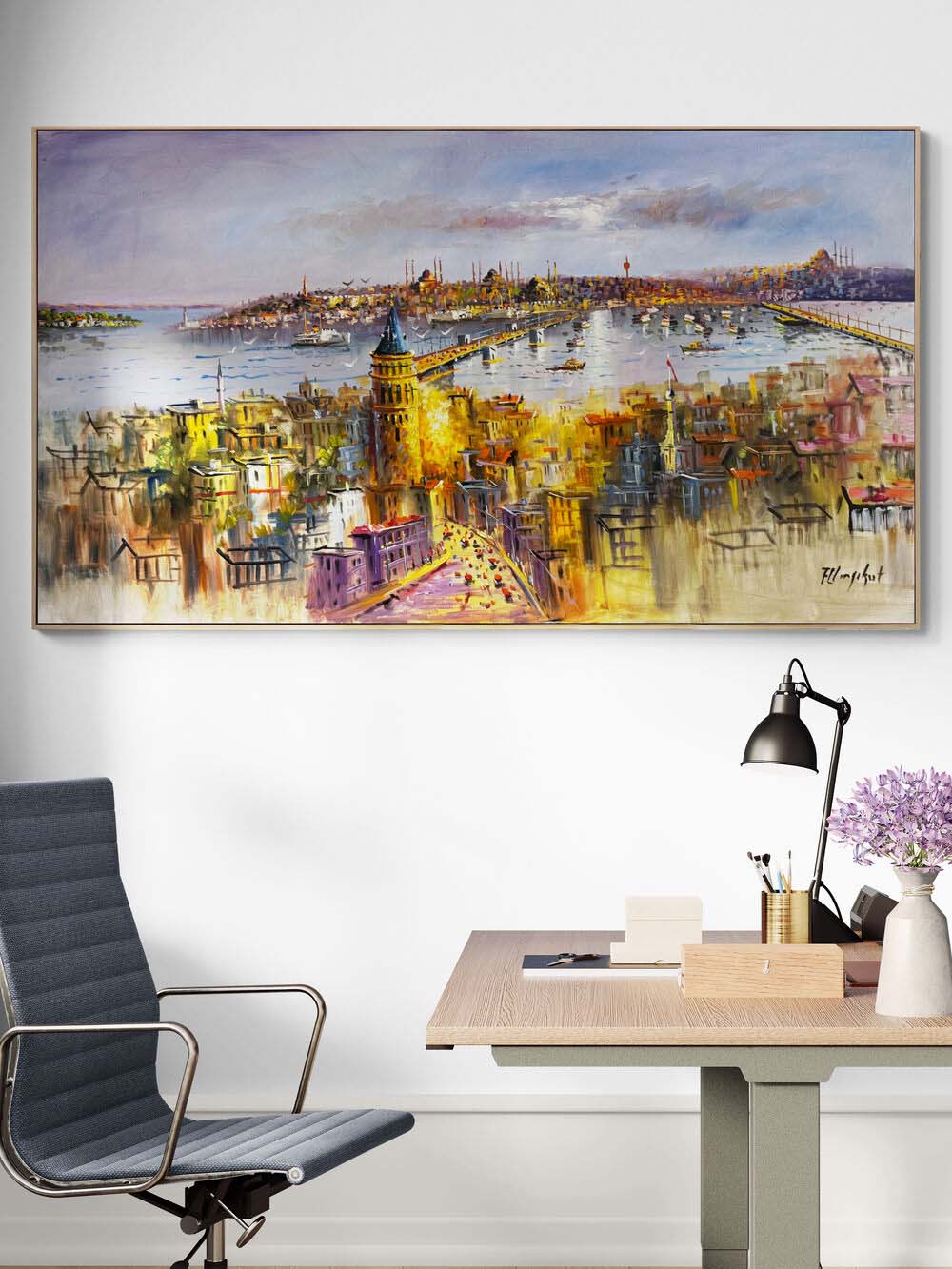 Haliç'in Silüeti Yağlı Boya Tablosu