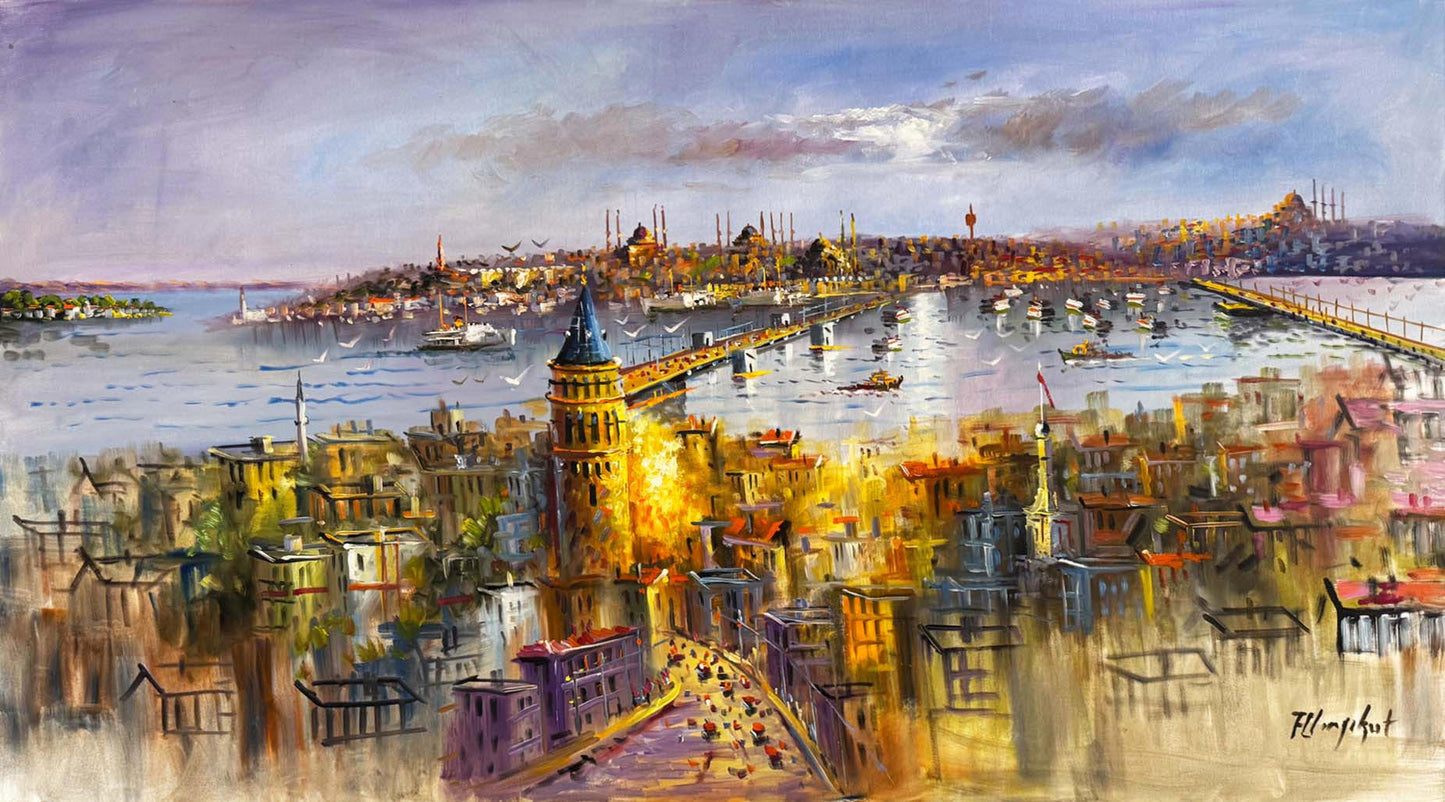 Haliç'in Silüeti Yağlı Boya Tablosu