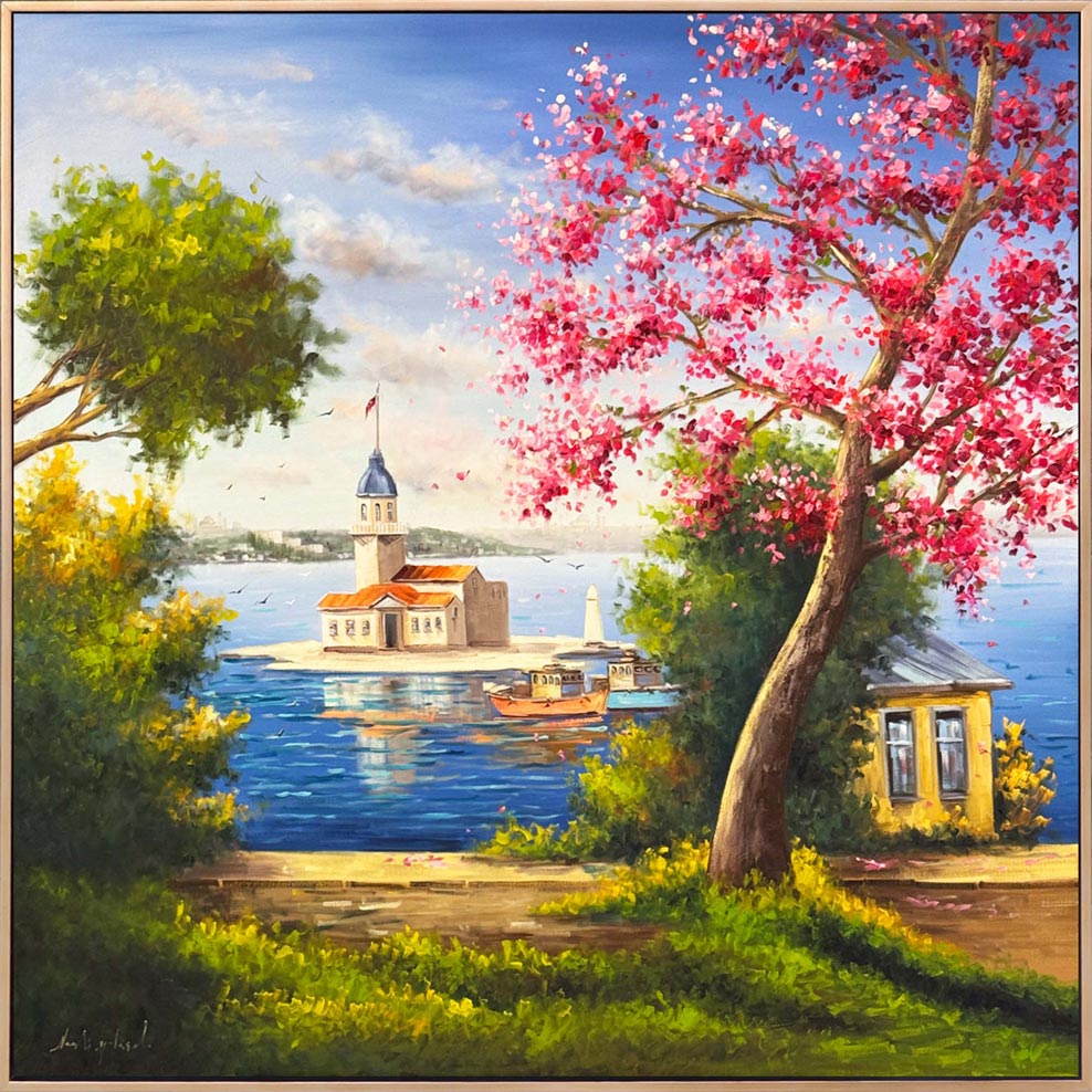Boğazın Kız Kulesi Yağlı Boya Tablosu Simurg Sanatevi