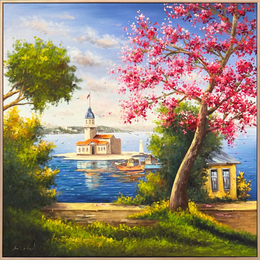 Boğazın Kız Kulesi Yağlı Boya Tablosu