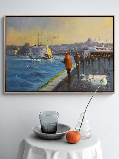 Balıçıların Bekleyişi Yağlı Boya Tablosu