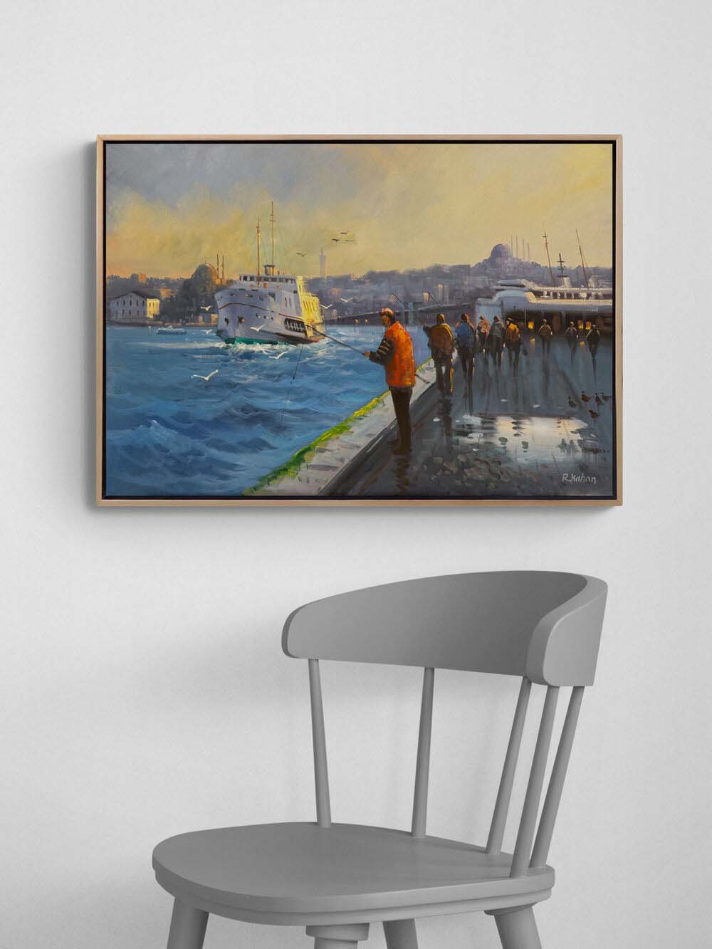 Balıçıların Bekleyişi Yağlı Boya Tablosu