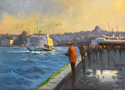 Balıçıların Bekleyişi Yağlı Boya Tablosu