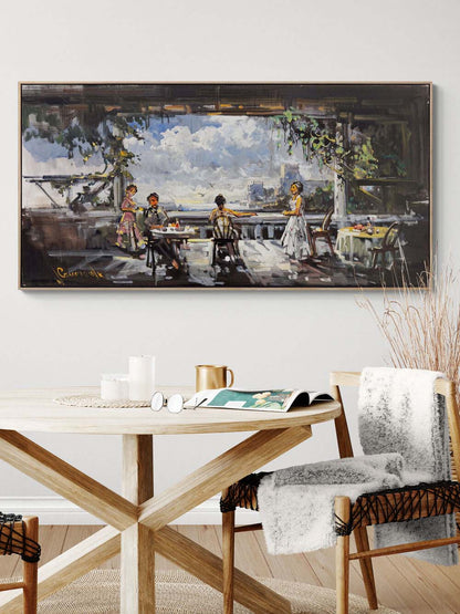 Terastaki Kafe Yağlı Boya Tablosu