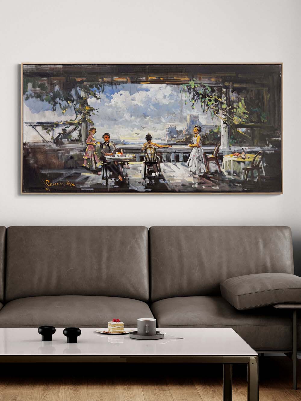 Terastaki Kafe Yağlı Boya Tablosu