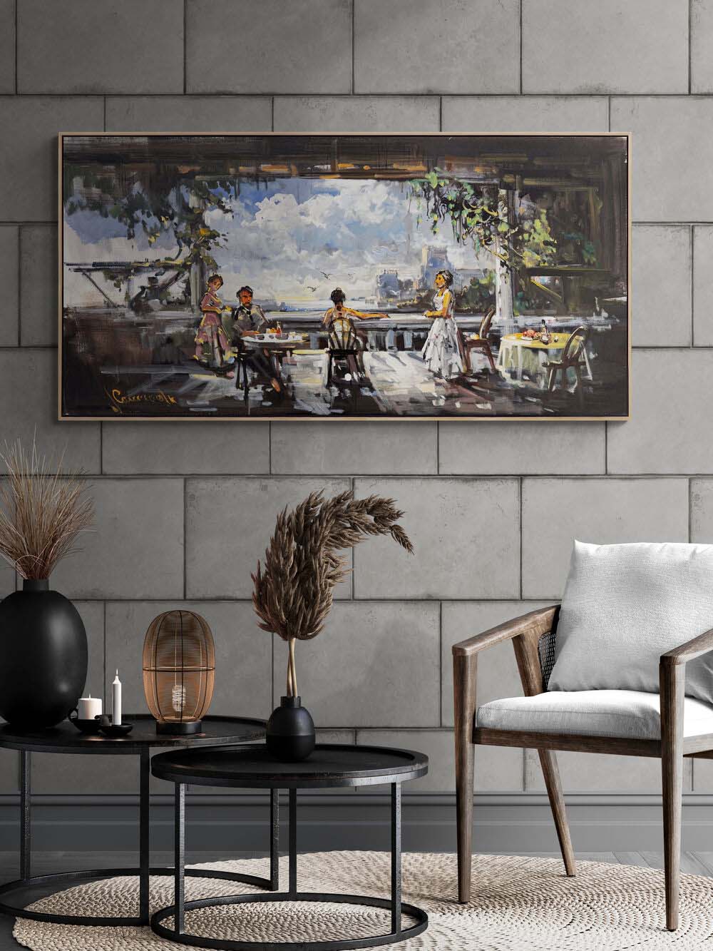 Terastaki Kafe Yağlı Boya Tablosu