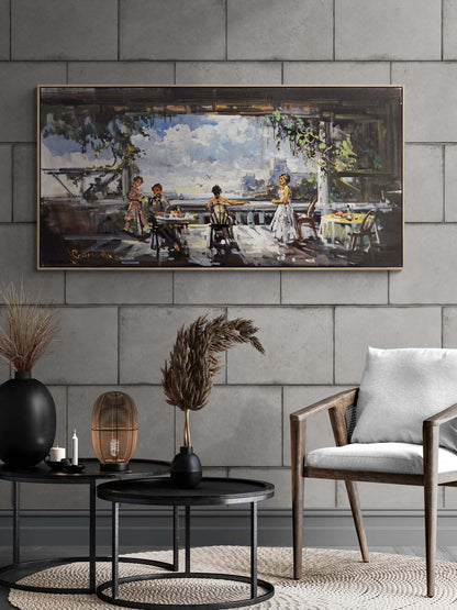 Terastaki Kafe Yağlı Boya Tablosu