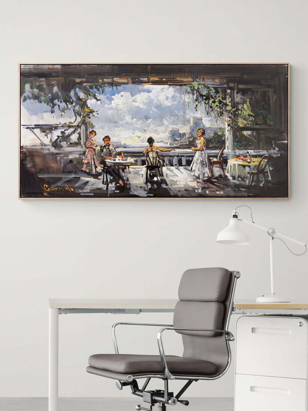 Terastaki Kafe Yağlı Boya Tablosu