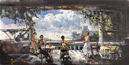 Terastaki Kafe Yağlı Boya Tablosu