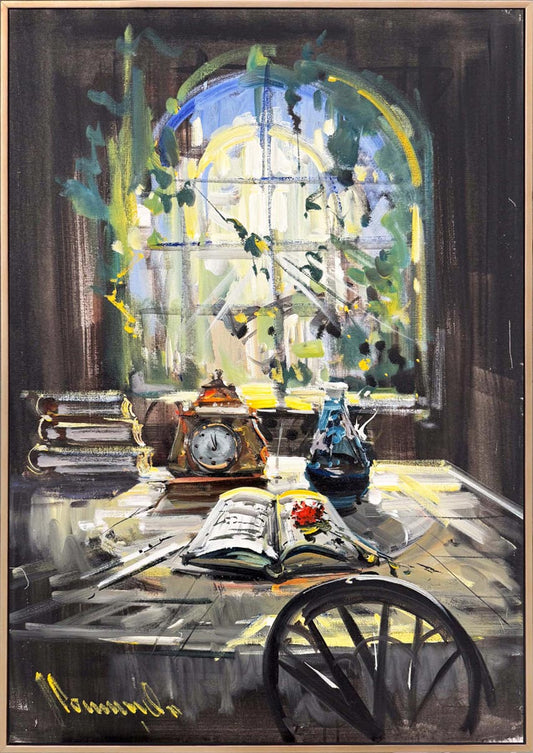 Pencerenin Önünde Düşler Yağlı Boya Tablosu