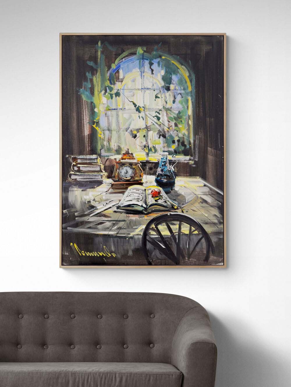 Pencerenin Önünde Düşler Yağlı Boya Tablosu