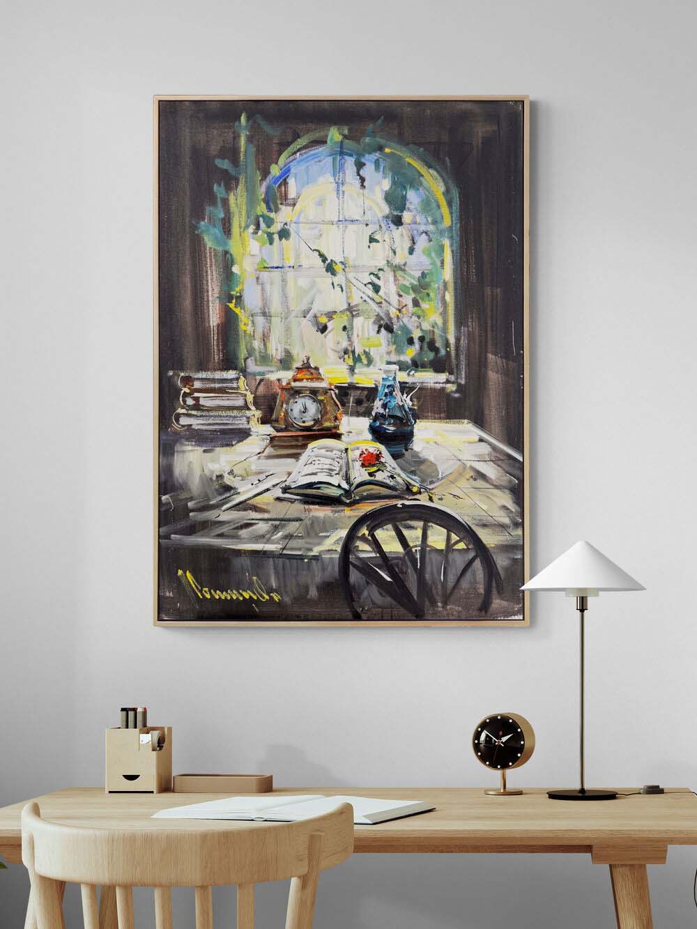 Pencerenin Önünde Düşler Yağlı Boya Tablosu