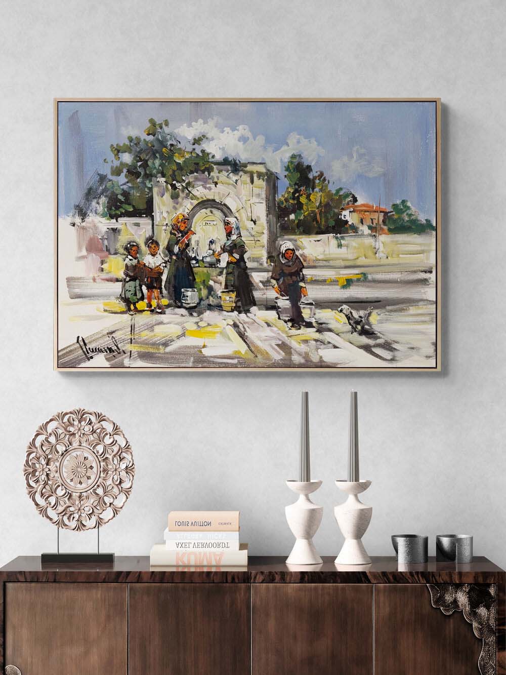 Çeşme Başında Sohbet Yağlı Boya Tablosu