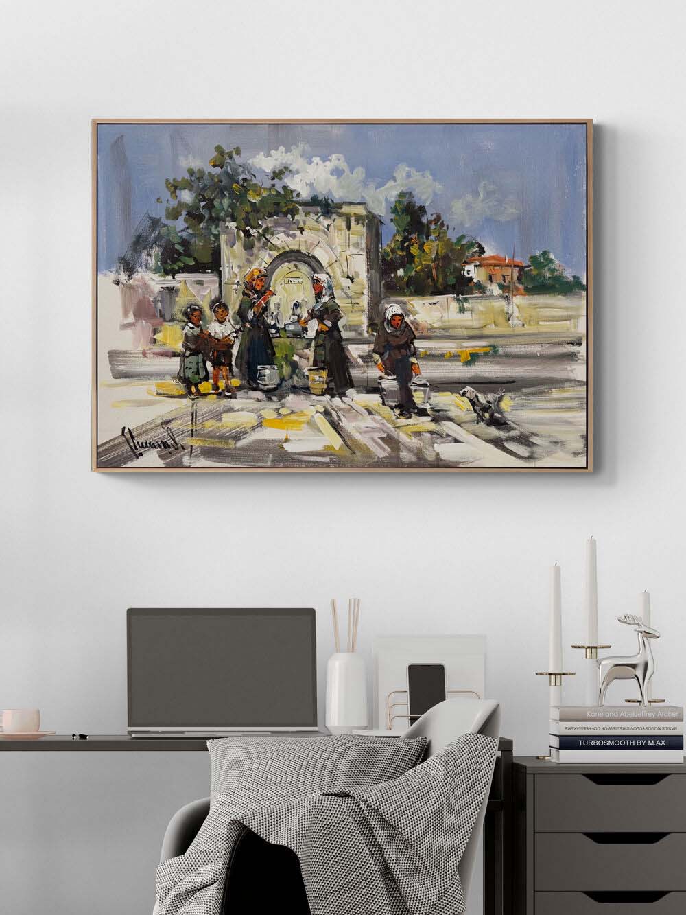 Çeşme Başında Sohbet Yağlı Boya Tablosu