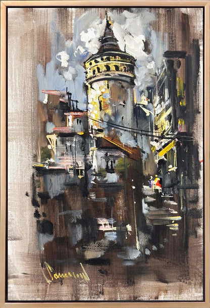 Galata'da Formlar Yağlı Boya Tablosu