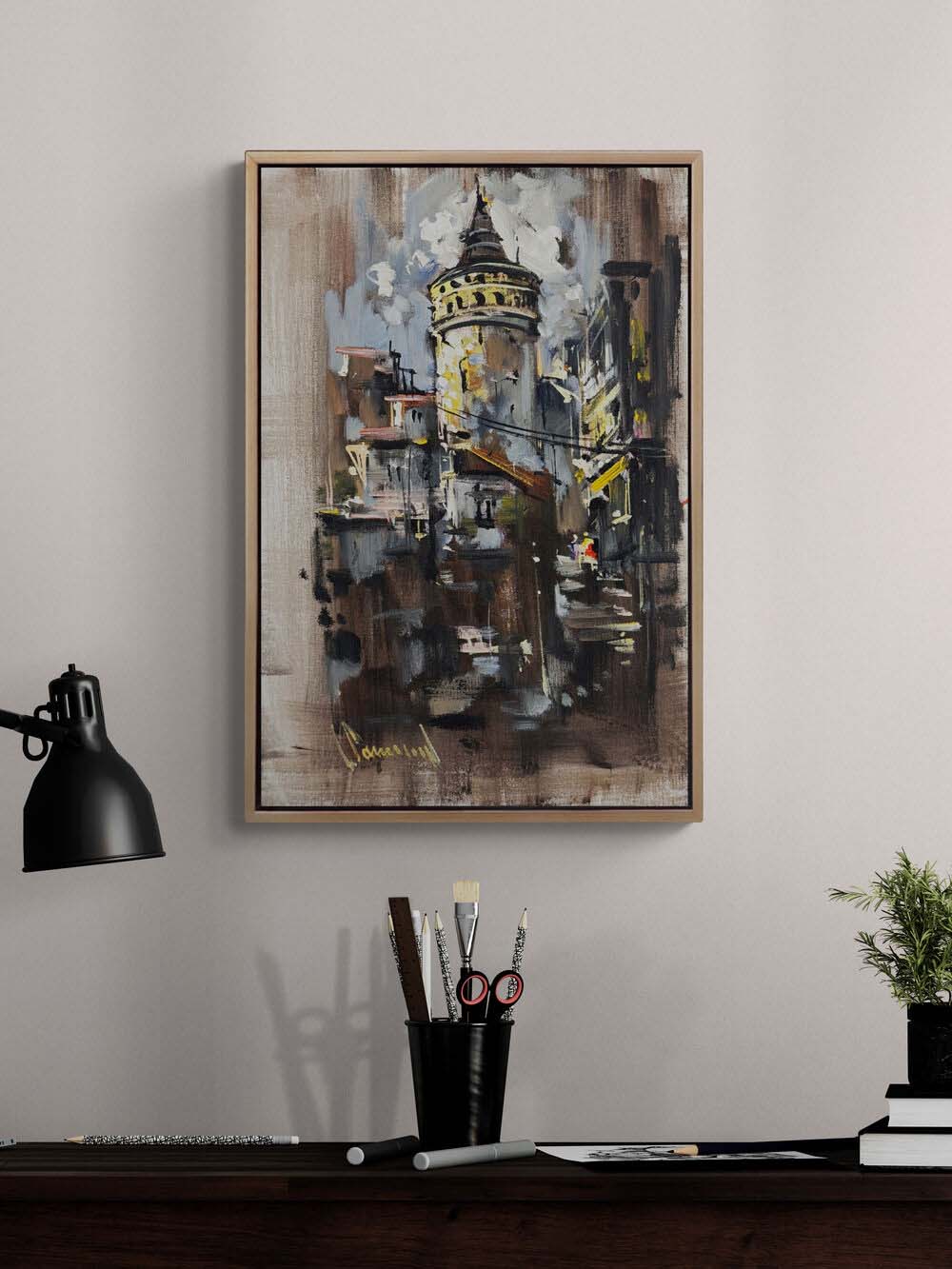 Galata'da Formlar Yağlı Boya Tablosu