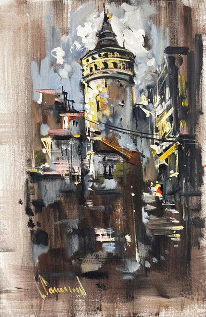 Galata'da Formlar Yağlı Boya Tablosu