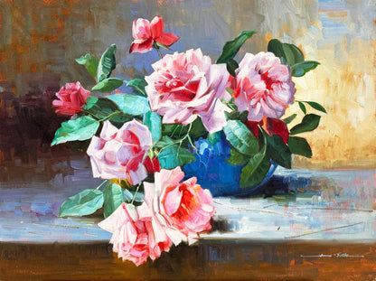 Zamana Karşı Güller Yağlı Boya Tablosu