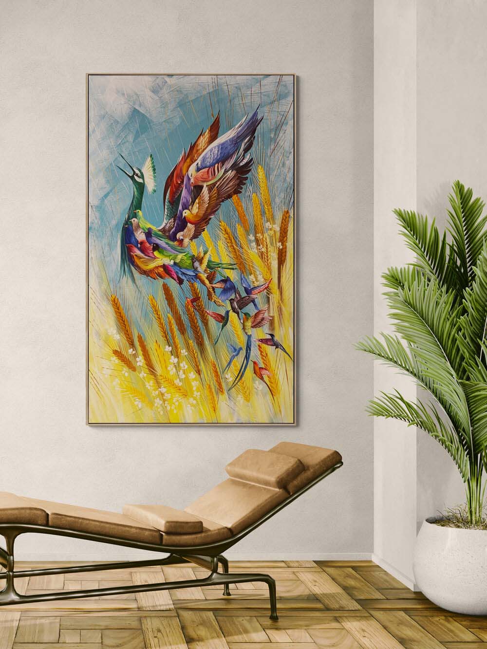 Başaklar İçinden Simurg Yağlı Boya Tablosu