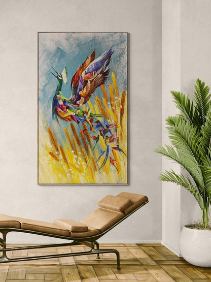 Başaklar İçinden Simurg Yağlı Boya Tablosu