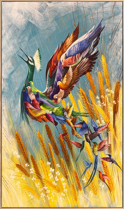 Başaklar İçinden Simurg Yağlı Boya Tablosu