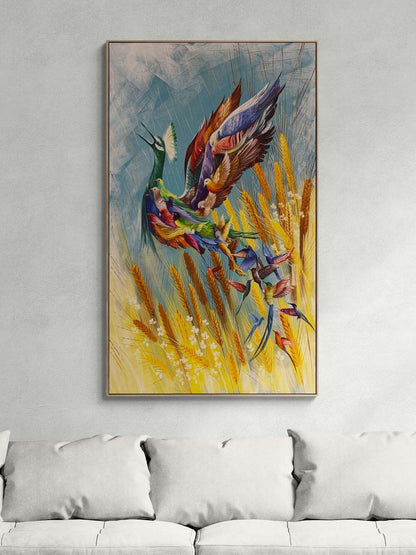 Başaklar İçinden Simurg Yağlı Boya Tablosu